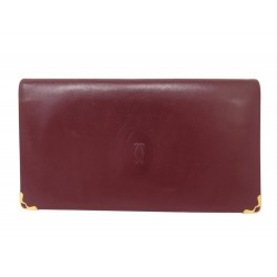 VINTAGE PORTEFEUILLE MUST DE CARTIER 73184183 EN CUIR BOX BORDEAUX WALLET 560€