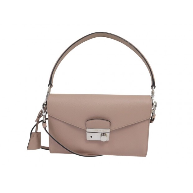 NEUF SAC A MAIN PRADA SOUND CUIR SAFFIANO VIEUX ROSE BANDOULIERE HAND BAG 2750€