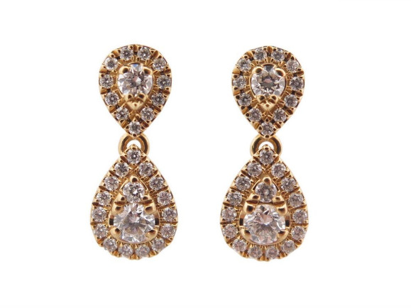 boucles d'oreilles pendantes 58 diamants 0.85ct