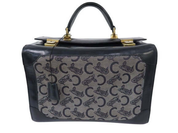  vanity celine cuir box bleu marine et toile