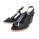 CHAUSSURES CHANEL SANDALES COMPENSEES CUIR VERNIS ET TOILE NOIR 40 SHOES 1400€