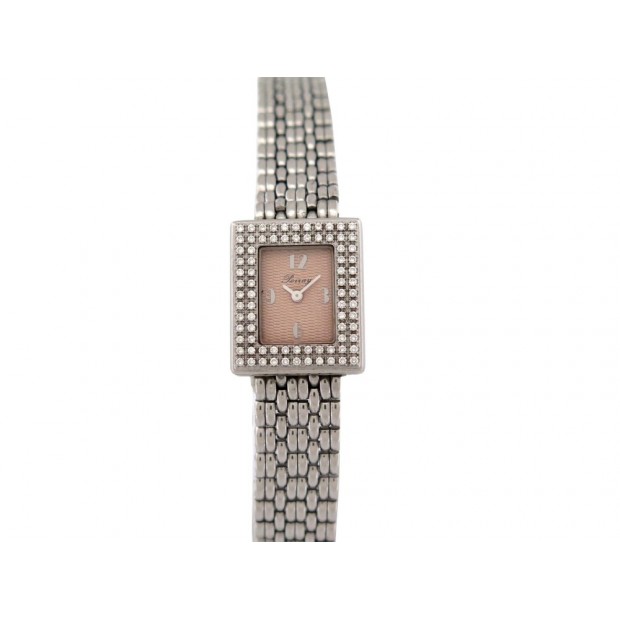 VINTAGE MONTRE POIRAY SERTIE DE 80 DIAMANTS 21 MM QUARTZ CLASSIQUE ACIER WATCH