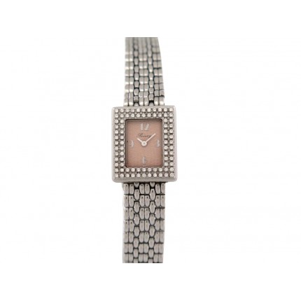 VINTAGE MONTRE POIRAY SERTIE DE 80 DIAMANTS 21 MM QUARTZ CLASSIQUE ACIER WATCH