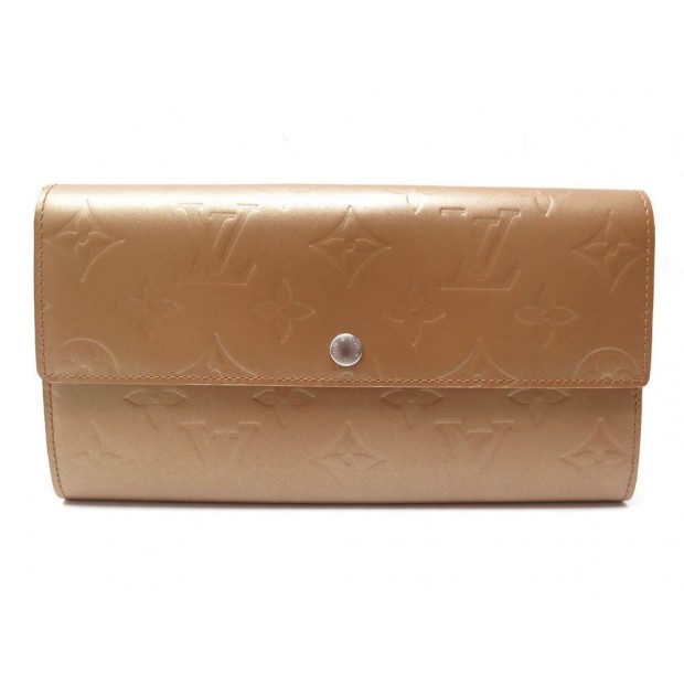 NEUF PORTEFEUILLE LOUIS VUITTON SARAH MONOGRAM EN CUIR MAT BRONZE BILLFOLD 595€