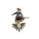 VINTAGE BROCHE HERMES PATINEUSE EN METAL DORE ET EMAIL + BOITE ENAMEL BROOCH