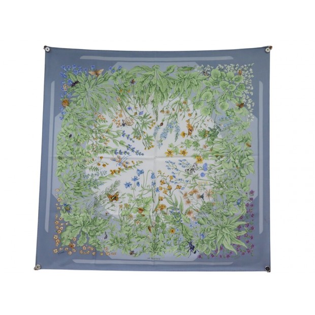 FOULARD HERMES LA PRAIRIE ANTOINE DE JACQUELOT CARRE 90 EN SOIE SILK SCARF 530€