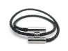 bracelet hermes tournis en cuir tresse noir 20cm