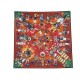 FOULARD HERMES KACHINAS KERMIT OLIVER CARRE 90 EN SOIE BRIQUE SILK SCARF 530€