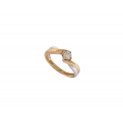 BAGUE EN OR JAUNE & BLANC 4GR 18K SERTIE D'UN DIAMANT SOLITAIRE T54 DIAMOND RING