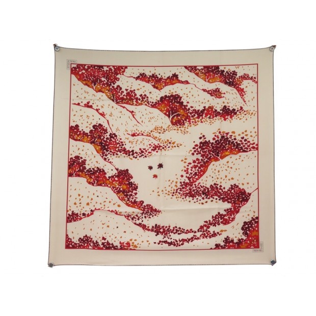 FOULARD HERMES TROIS FEUILLES CATHERINE BASCHET CARRE 90 SOIE BOITE SCARF 530€
