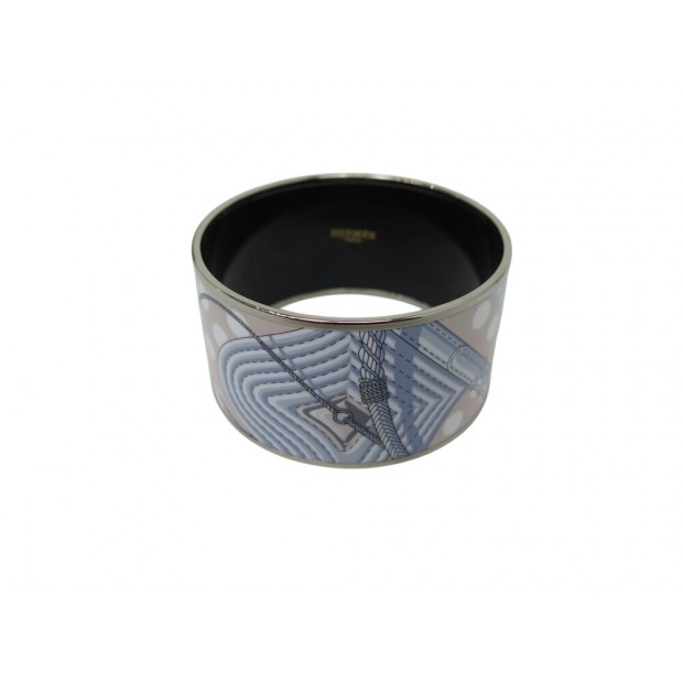 NEUF BRACELET HERMES MANCHETTE CLIC CLAC A POIS EXTRA LARGE EN EMAIL BANGLE 750€