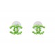 NEUF BOUCLES D'OREILLES LOGO CC CHANEL PLASTIQUE VERT MINI GREEN EARRINGS 450€