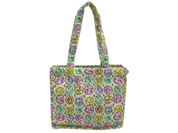 sac a main chanel cabas toile motifs camelia