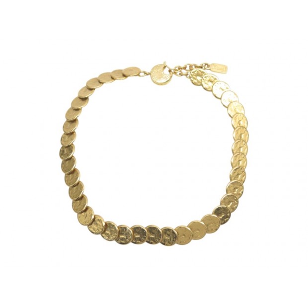 VINTAGE COLLIER YVES SAINT LAURENT RAS DU COU MEDAILLONS 43-48 CM METAL CHOKER