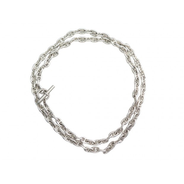 RARE COLLIER HERMES SAUTOIR CHAINE D'ANCRE 120CM 306G CEINTURE ARGENT NECKLACE