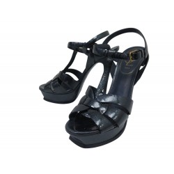 CHAUSSURES YVES SAINT LAURENT TRIBUTE SANDALES 39 CUIR VERNIS BLEU SHOES 925€