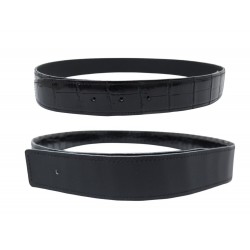 LIEN DE CEINTURE T95 COMPATIBLE BOUCLE HERMES 32MM EN CUIR DE CROCODILE NOIR