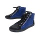 CHAUSSURES CHANEL G29918 37 BASKETS EN CUIR NOIR ET BLEU LEATHER SNEAKERS 1200€
