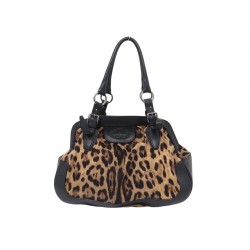 SAC A MAIN DOLCE & GABBANA BOWLING CUIR ET TOILE LEOPARD EPAULE HAND BAG 1500€