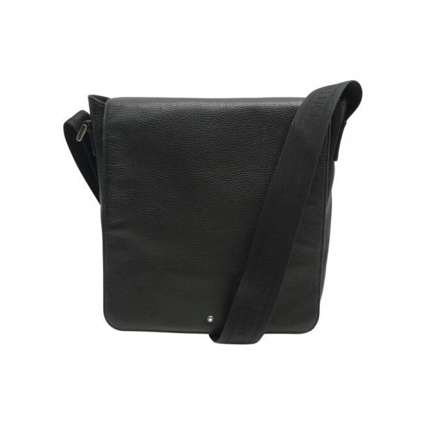 SACOCHE MONTBLANC EN CUIR SOFT GRAIN 113301 NOIR BANDOULIERE HAND BAG PURSE 900€