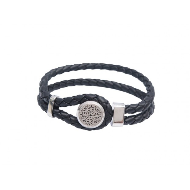 NEUF BRACELET MONTBLANC URBAN SPIRIT 11655063 18CM CUIR TRESSE NOIR BANGLE 355€