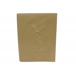 NEUF ETUI IPAD YVES SAINT LAURENT 258602 11" EN CUIR GRAINE BEIGE TABLET CASE