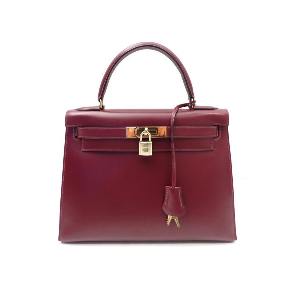 Hermès Kelly 28 Burgundy Bag In Box Leather