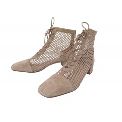NEUF BOTTINES DIOR NAUGHTILY-D RESILLE KCI492SURS12U SUEDE NUDE 41.5 SHOES 1490€