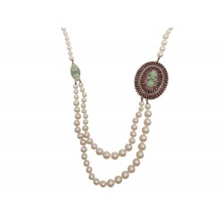 COLLIER CHANEL SAUTOIR PERLES ET MOTIF GRIPOIX 90-95 CM 2014 PEARLS NECKLACE