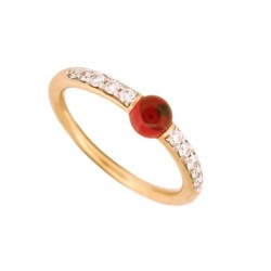 NEUF BAGUE POMELLATO M'AMA NON M'AMA GRENAT 53 DIAMANTS OR JAUNE 18K RING 1950€