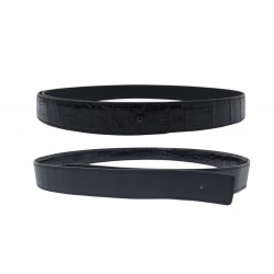 LIEN DE CEINTURE HERMES T100 32MM EN CUIR DE CROCODILE POROSUS NOIR BELT LINK