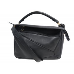 NEUF SAC A MAIN LOEWE PUZZLE EDGE CUIR DE VEAU LISSE NOIR BANDOULIERE BAG 3000€