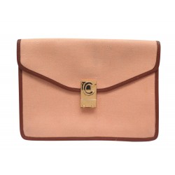 VINTAGE POCHETTE CELINE C CLASSIQUE EN TOILE ROSE PINK CANVAS POUCH CLUTCH 900€