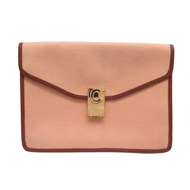 VINTAGE POCHETTE CELINE C CLASSIQUE EN TOILE ROSE PINK CANVAS POUCH CLUTCH 900€