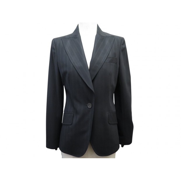 NEUF VESTE CHRISTIAN DIOR BLAZER RAYURES 5P12022205 40 M LAINE NOIR JACKET 2800€