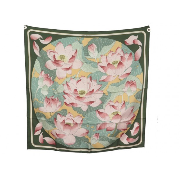 NEUF VINTAGE FOULARD HERMES FLEURS DE LOTUS 1ERE EDITION 1976 SOIE SCARF 530€