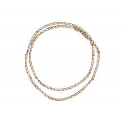 CHAINE MAILLE GOURMETTE T 90 CM OR JAUNE & OR BLANC 18K 69.3 GR GOLDEN NECKLACE