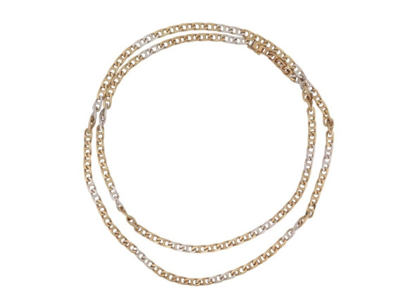 chaine maille gourmette t 90 cm or jaune or blanc