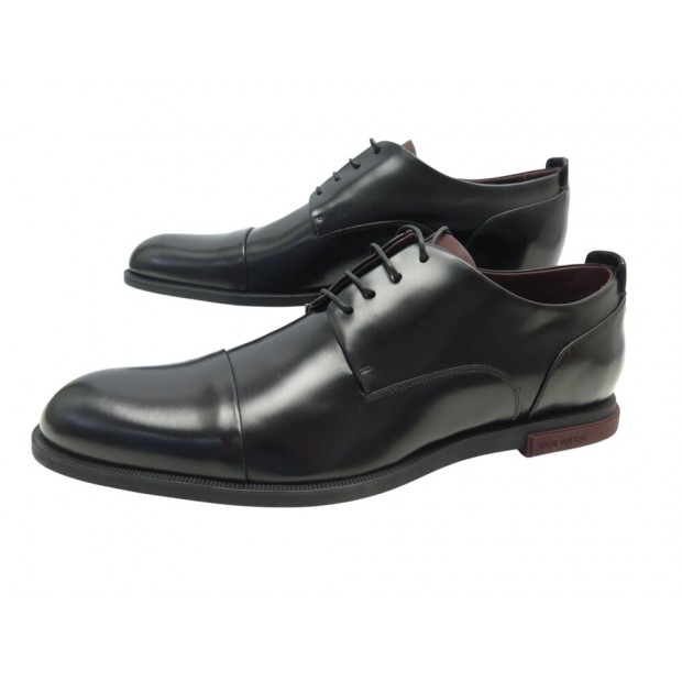 NEUF CHAUSSURES LOUIS VUITTON DERBY MINISTER 7.5 41.5 EN CUIR NOIR SHOES 950€