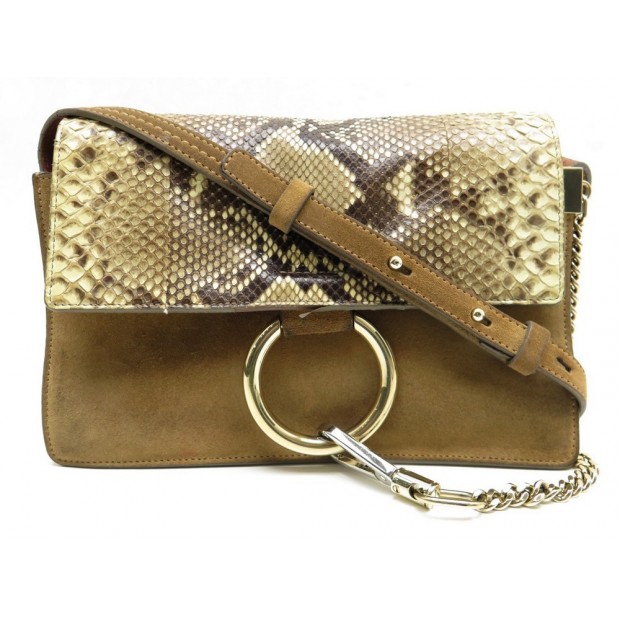 SAC A MAIN CHLOE PETIT FAYE EN CUIR DE PYTHON & DAIM BANDOULIERE HAND BAG 1290€