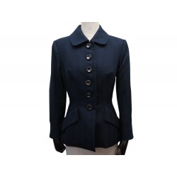 NEUF VESTE CHRISTIAN DIOR BAR 40 M EN LAINE BLEUE MARINE A RAYURES JACKET 3800€