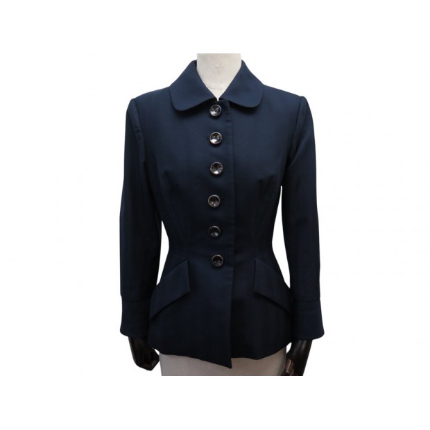 NEUF VESTE CHRISTIAN DIOR BAR 40 M EN LAINE BLEUE MARINE A RAYURES JACKET 3800€
