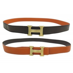 CEINTURE HERMES BOUCLE H BROSSE CUIR REVERSIBLE 32MM TOGO & EPSOM T105 BELT 770€