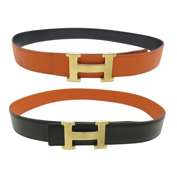 CEINTURE HERMES BOUCLE H BROSSE T80 EN CUIR REVERSIBLE TOGO & BOX 32MM BELT 770€
