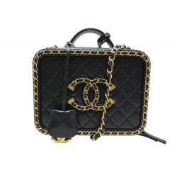 SAC A MAIN CHANEL VANITY LOGO CC CHAINE CUIR NOIR BANDOULIERE BLACK HANBAG 6000€