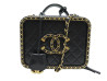 sac a main chanel vanity logo cc chaine cuir noir