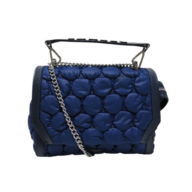 NEUF SAC A MAIN LANCEL NINON BUBBLE TOILE & CUIR BLEU MARINE M BANDOULIERE 400€
