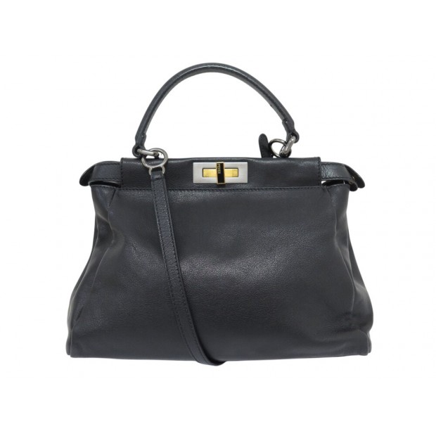 SAC A MAIN FENDI PEEKABOO MM 8BN226 CUIR REGULAR NOIR BANDOULIERE HAND BAG 4800€