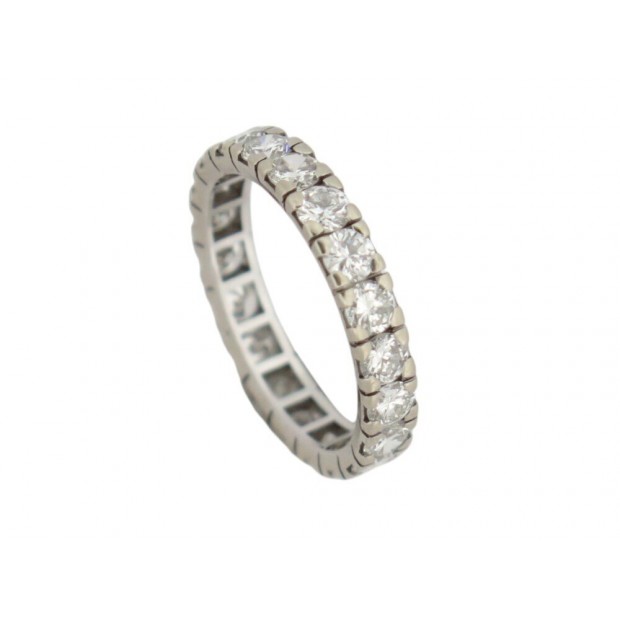 BAGUE ALLIANCE AMERICAINE 20 DIAMANTS 2CT OR BLANC 18K 2.1GR T50 WHITE GOLD RING