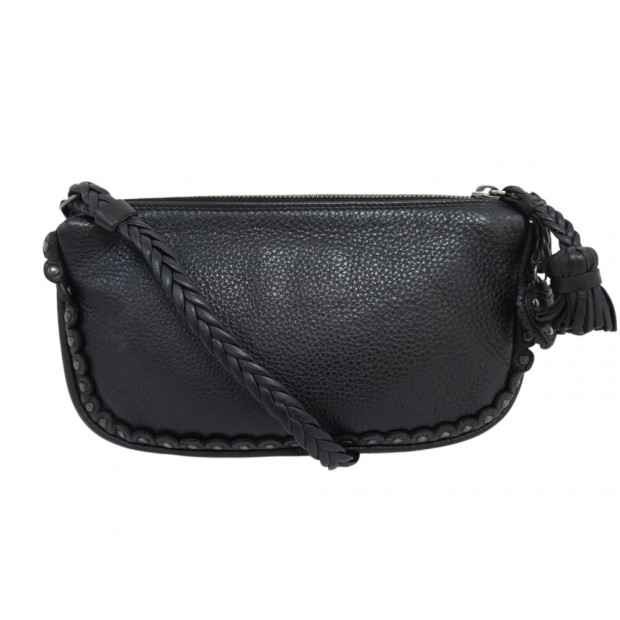 SAC A MAIN CHRISTIAN DIOR POCHETTE TROTTER CUIR GRAINE NOIR HAND BAG PURSE 1500€